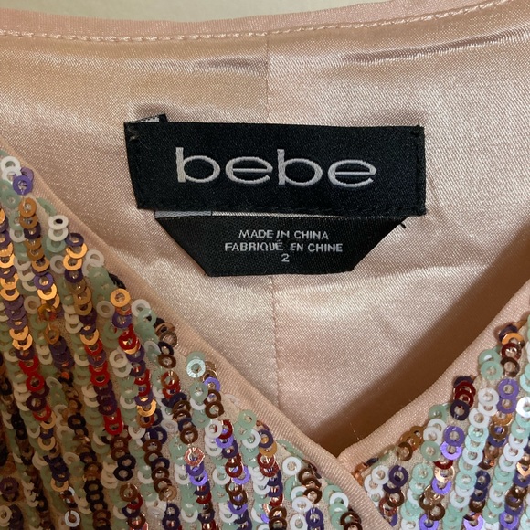 Bebe Sequin Silver Skater Dress Size 2 - Picture 5 of 5